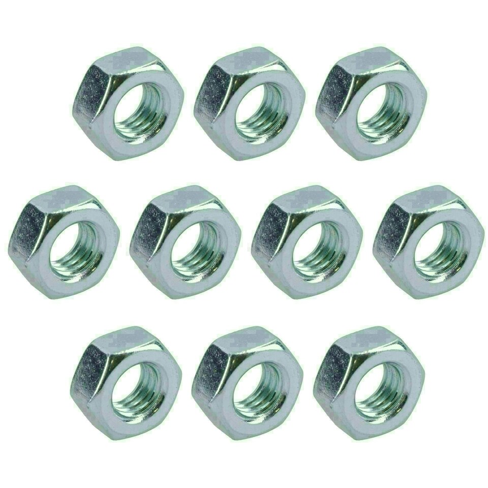 image 1 of M6 x 1.0mm Hex Full Nut Fastener Hexagonal Metric Nuts Grade 8 Zinc Plated 10pk