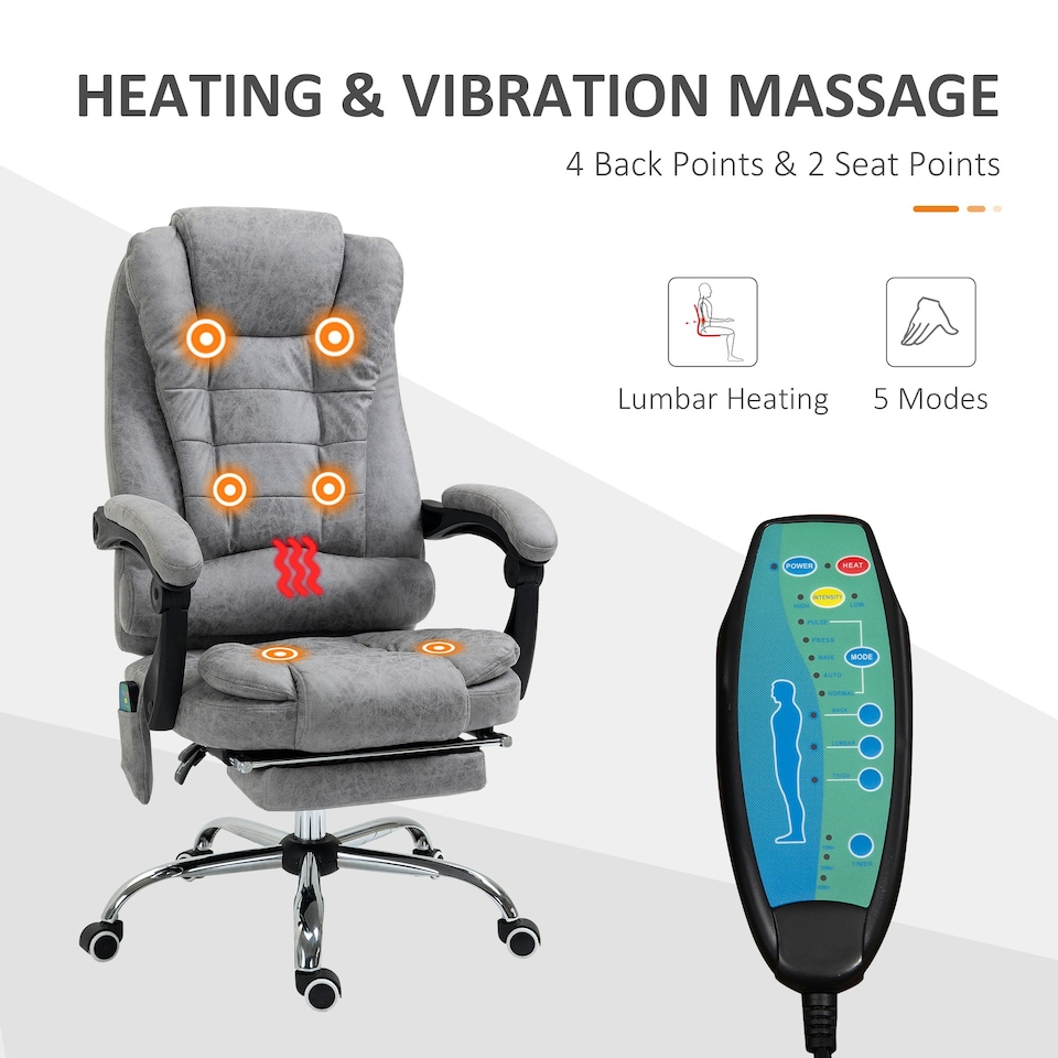 image 1 of Vinsetto Heated 6 Points Vibration Massage Executive Office Chair Grey