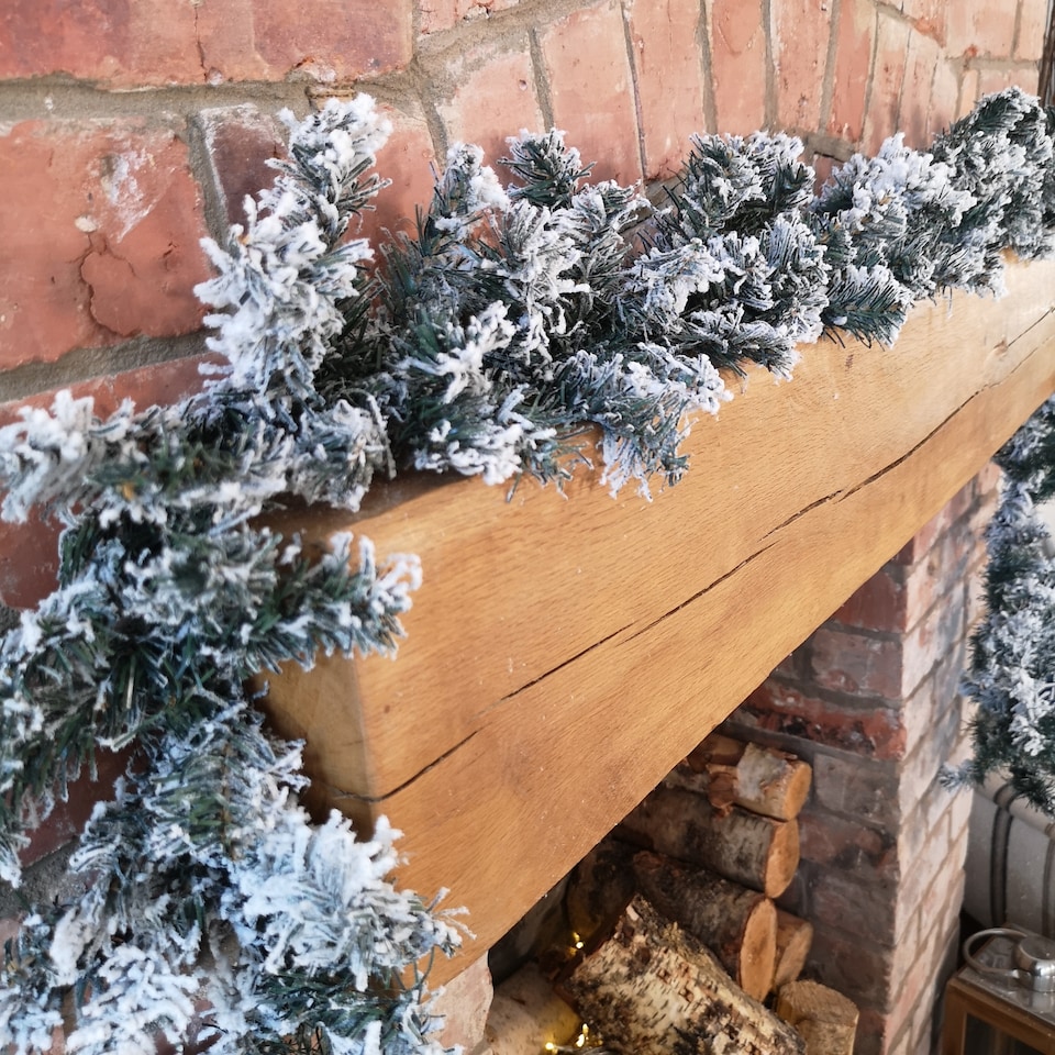 image 1 of 9ft (2.7m) Christmas Snow Flocked Woodcote Fir Garland