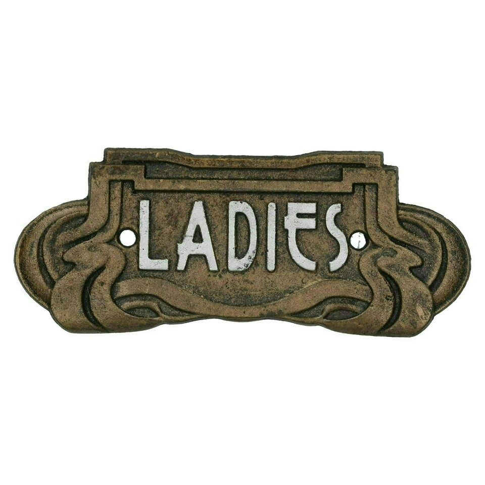 image 1 of Ladies & Men Art Nouveau Toilet Cast Iron Sign Plaque Door Wall Cafe Shop Pub