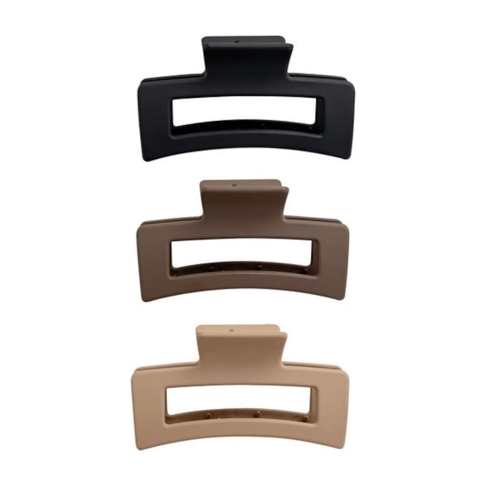 image 1 of Brushworks Classic Claw Clips - 3 Pack | Multi | Black, Brown, Beige