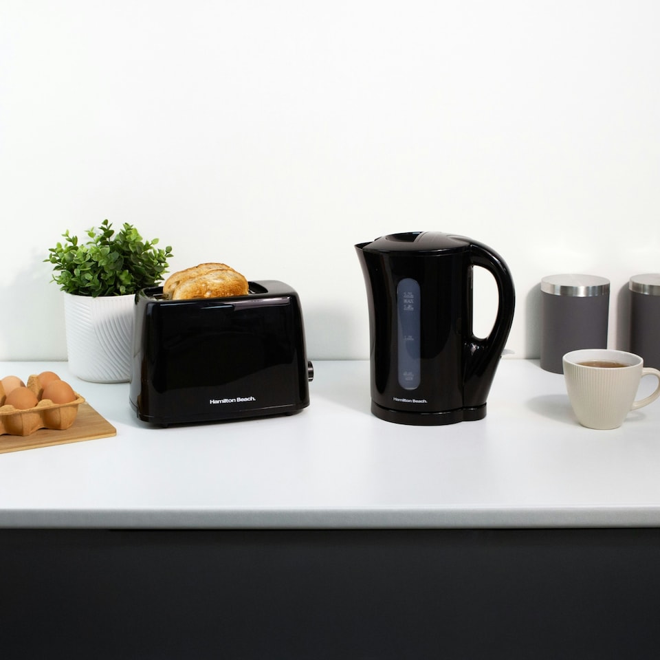 image 1 of Hamilton Beach 1.7L Kettle & 2 Slot Toaster Set - Black