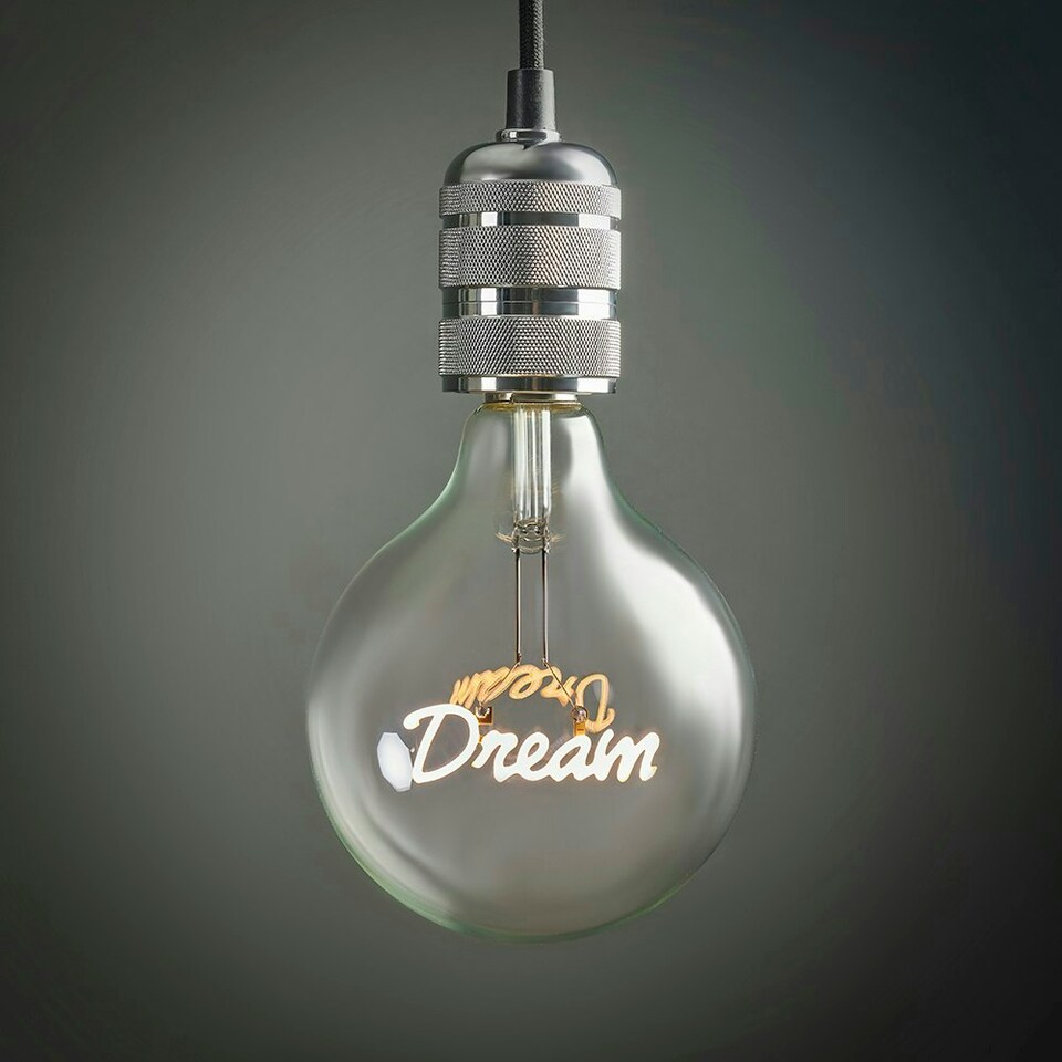 image 1 of ValueLights Vintage Style 2w LED ES E27 Edison Screw Word Script Dream Design Clear Light Bulb - Dream