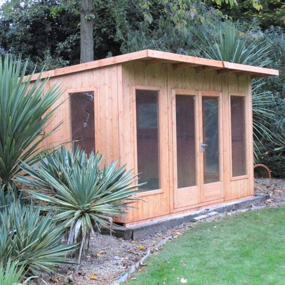 image 1 of Miami 12 x 10 Feet Double Door with Four Fixed and Two Opening Windows Summerhouse Brown