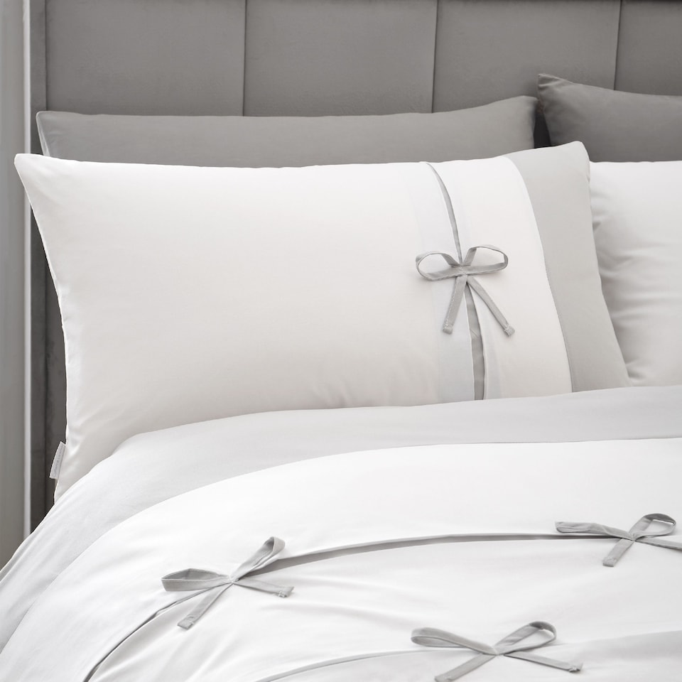 image 1 of Milo Bow Duvet Cover Set | White