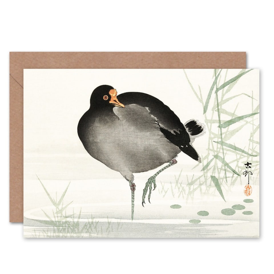 image 1 of Ohara Koson Painting Moorhen Bird Art Card