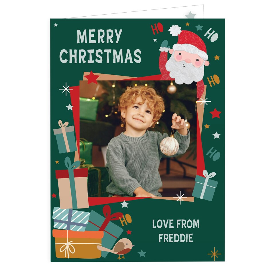 image 1 of Personalised Photo Upload Pack of 10 Santa Christmas Cards