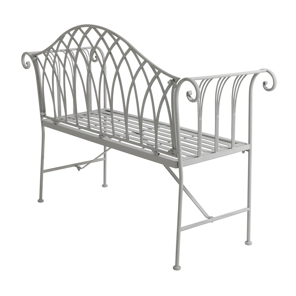 image 1 of Charles Bentley Decorative Wrought Iron Outdoor Rustic Bench - Grey