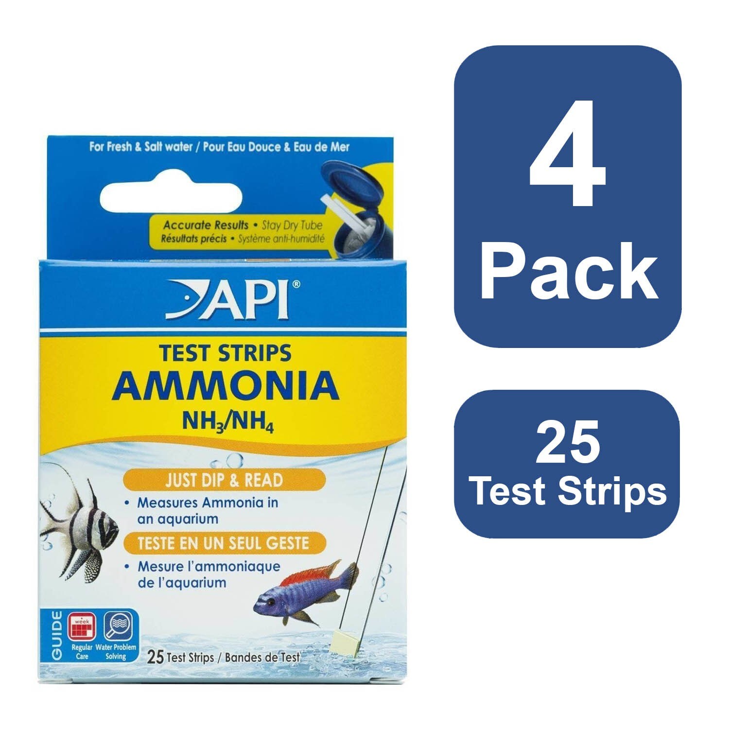 Api Memona API Ammonia Test Strips Pack of 25 Pack of 4 Aquarium Water Test Strips ...