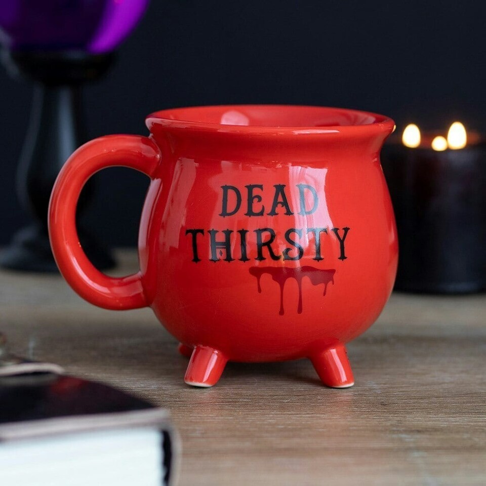 image 1 of Something Different Dead Thirsty Cauldron Ceramic Mug - Red/Black - One Size