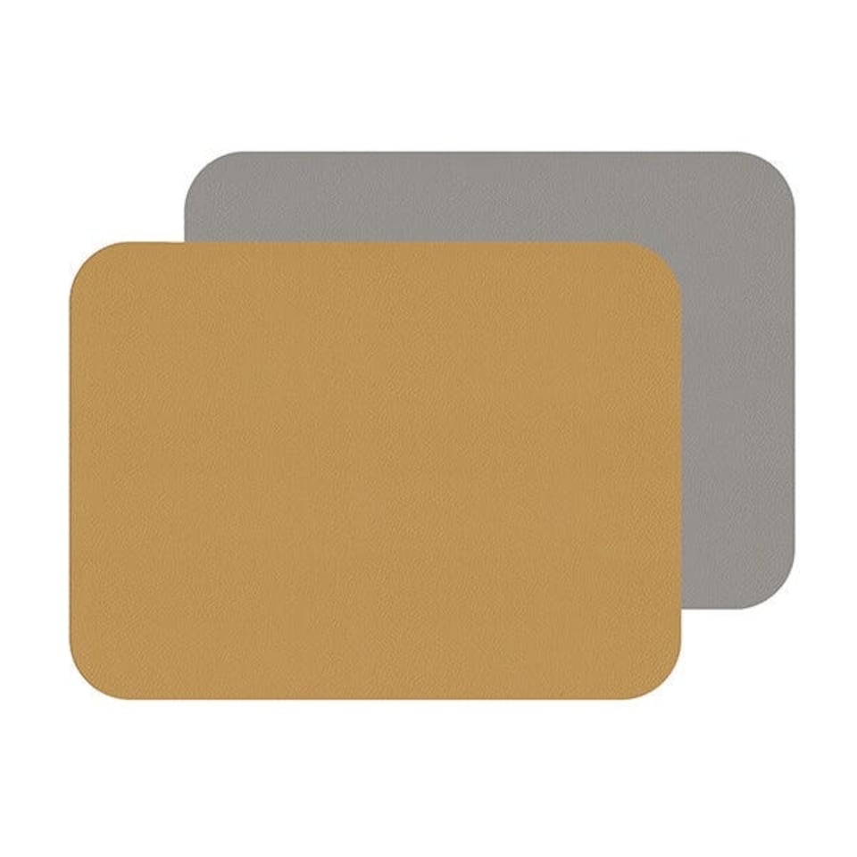 I-Style Mustard and Grey Flexi Set of 2 Faux Leather Placemats