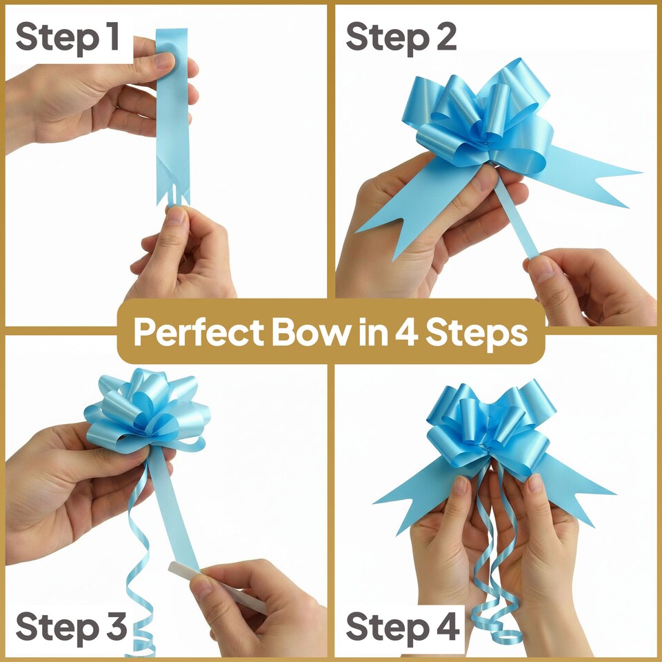 image 1 of 60pcs Pale Blue 50mm/5cm Large Ribbon Pull Bows for Gift Wrapping, Hampers, Florist Bouquets, Wedding Cars and Party Décor Pullbow | Blue | Blue