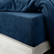 Velosso Teddy Fleece Warm and Cosy Fitted Sheet Blue | Navy | Super King