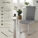 image 2 of Dining Chairs - cantilevered, high backrest, flat steel frame - Set of 2 Grey