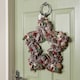 image 8 of 45cm Frosted Hanging Christmas Star Wreath with Red Jingle Bells & Wooden Stars