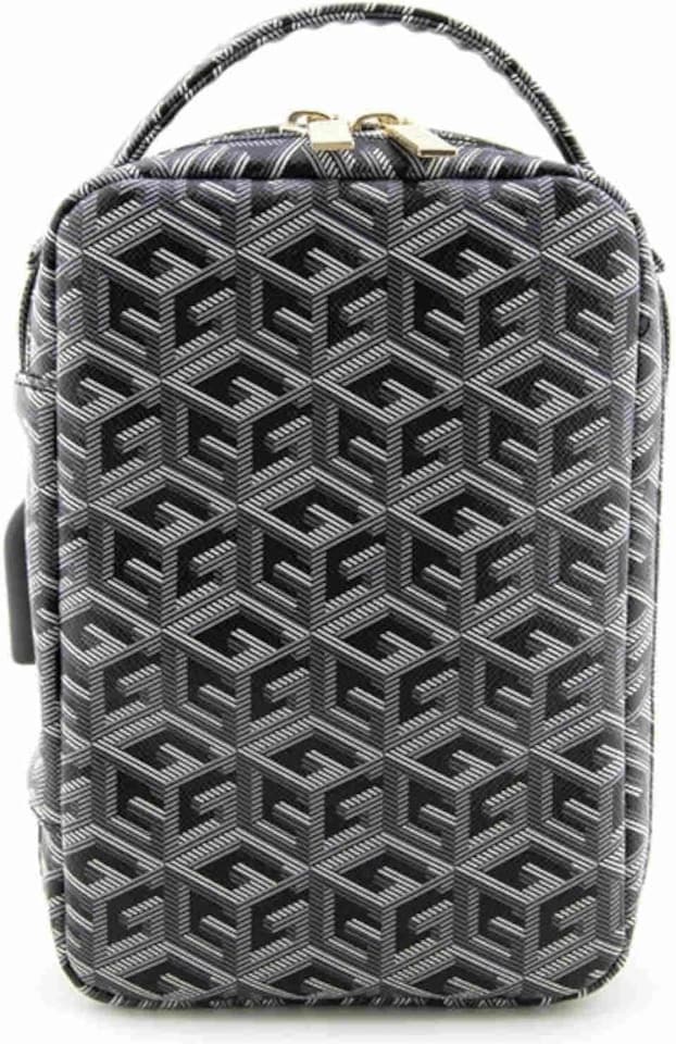 image 1 of Guess GCube Stripe Metal Logo Organizer Travel Bag Black - GUHBHGCFSEK