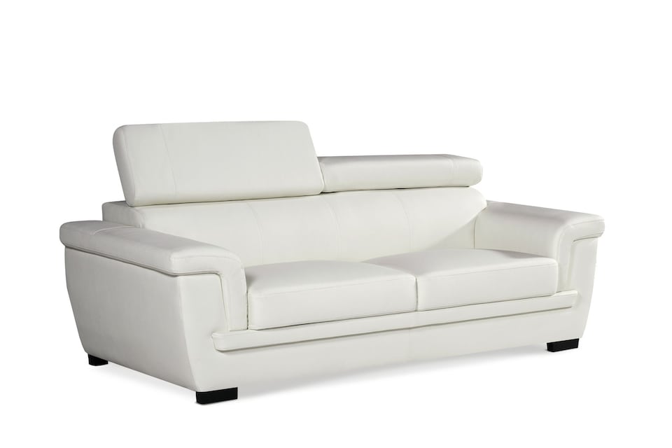 image 1 of Genuine Leather White 3 Seater Sofa PORTLAND