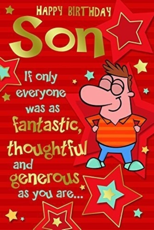 image 1 of SON - FANTASTIC & THOUGHTFUL WITTY WORDS HUMOUR COLOURFULL BIRTHDAY CARD