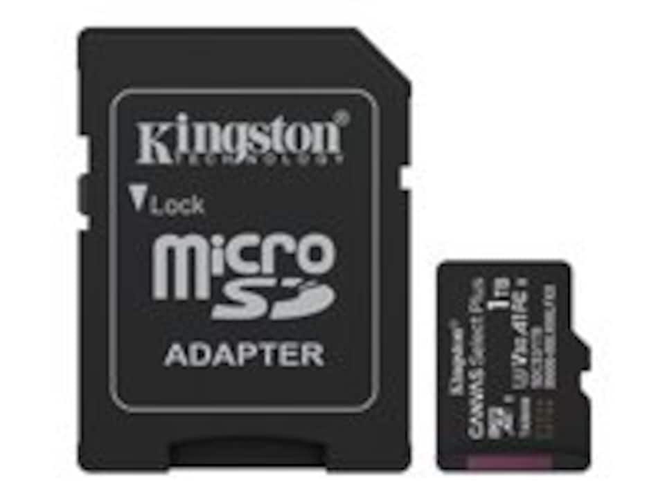 Kingston Canvas Select Plus - Flash memory card (SD adapter included) - 1 TB - A1 / Video Class V30 / UHS-I U3 / Class10 - microSDXC UHS-I