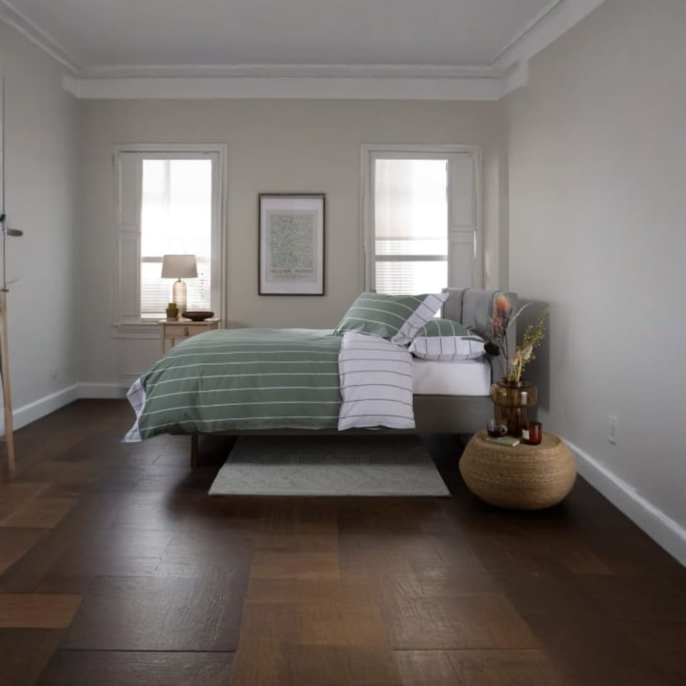 image 1 of TLC Pin Stripe Duvet Set | Green | Green | Single | 1
