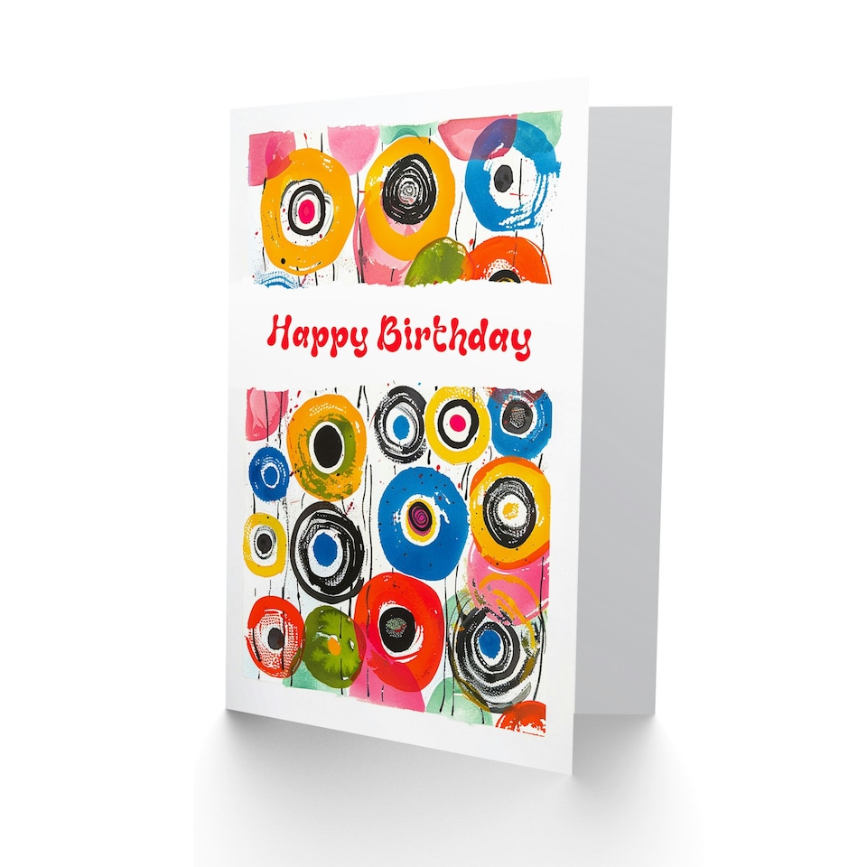 image 1 of Kandinsky Style Bright Colourful Abstract Birthday Card