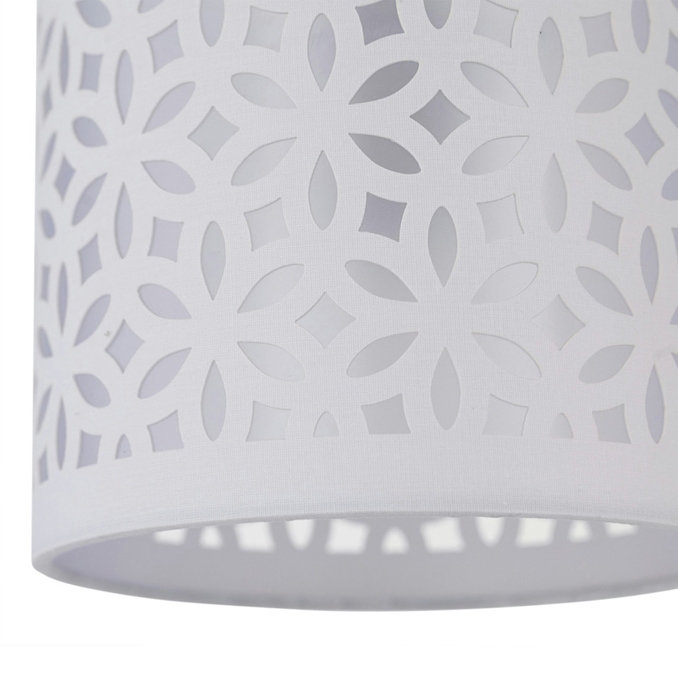 image 1 of First Choice Lighting Set of 2 White Laser Cut 15.5cm Table Lamp Shades White