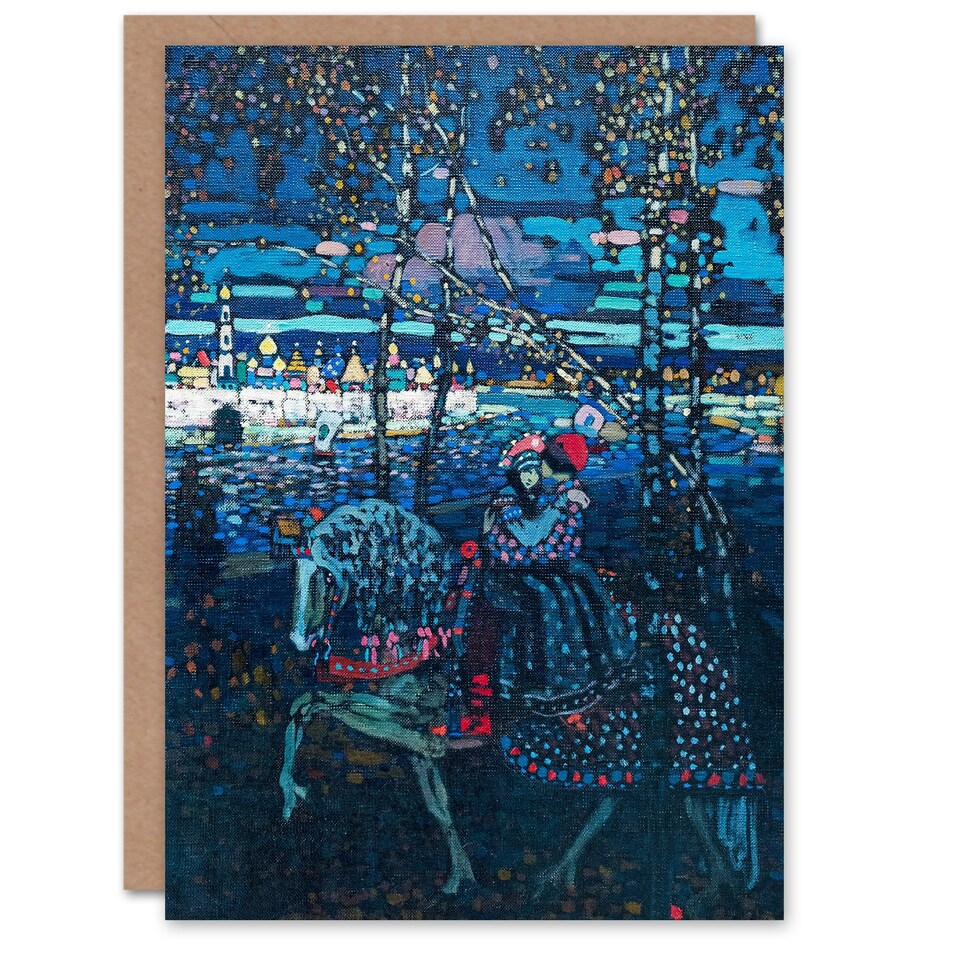 image 1 of Wassily Kandinsky Art Card Riding Couple in Russian Cityscape