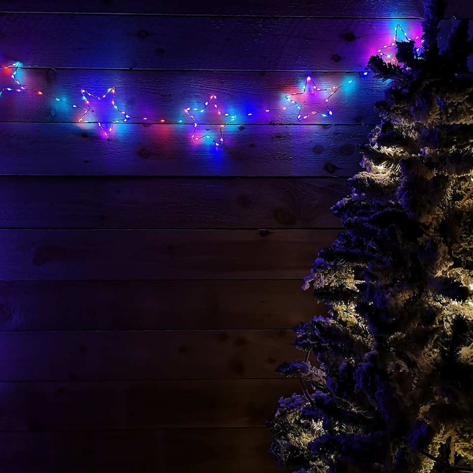 image 1 of 2.6m Set of 10 Star Curtain Lights 227 Rainbow LEDs Microbrights String Lights