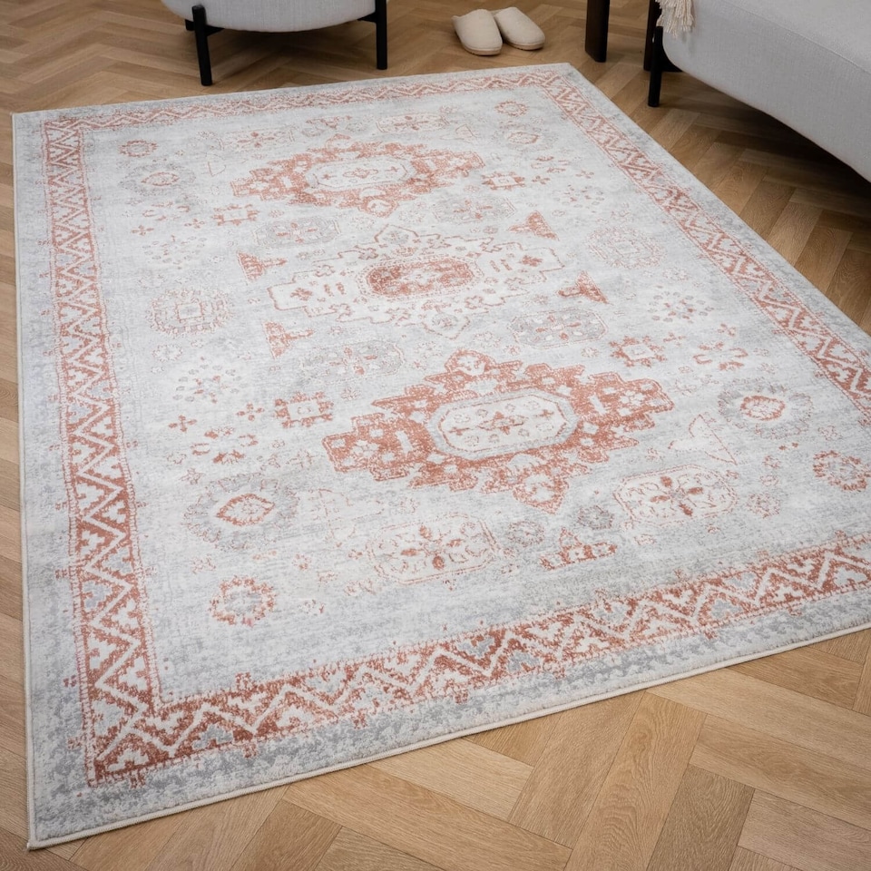 The Rugs Montana Collection Medallion Grey and Cream Living Room Rug ...