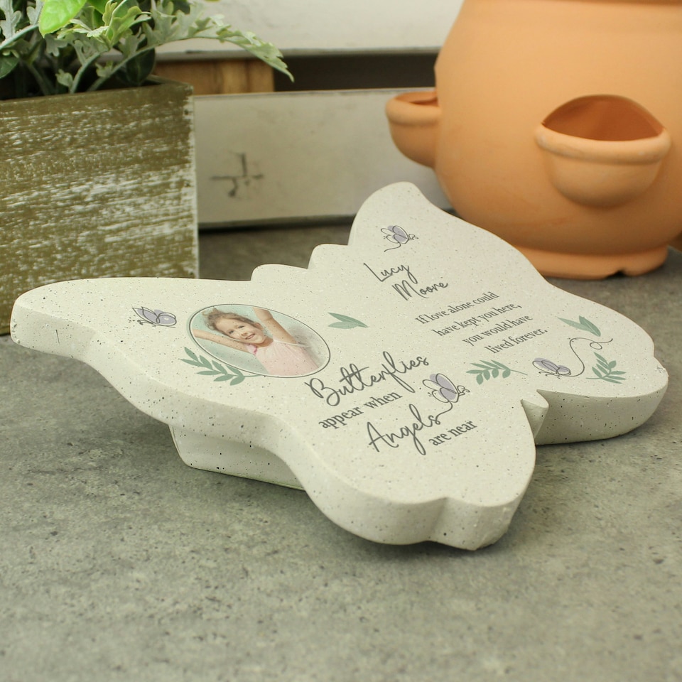 image 1 of Personalised Butterflies Appear Photo Upload Memorial Resin Butterfly