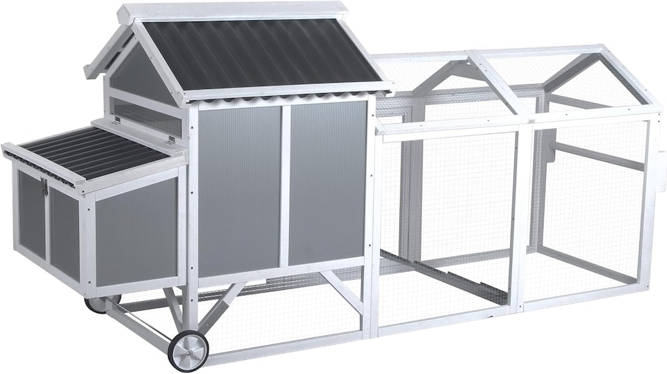 image 1 of Actiaspet - Large Wooden Chicken Coop with Nesting Box and Wheels | Outdoor Hen House for Garden Use