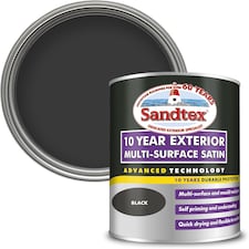 Sandtex 10 Year Exterior Satin Paint - Black - 750ml