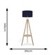 image 7 of ValueLights Morrigan Navy Shade Natural Wood Tripod Floor Lamp | Blue
