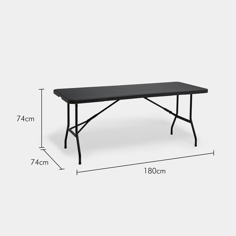 image 1 of VonHaus Folding Rattan Effect Trestle Dining Table for Garden