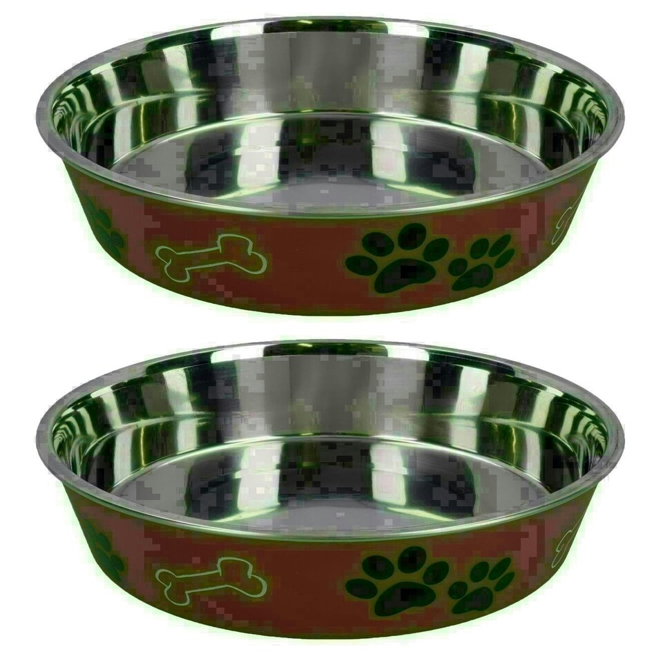 image 1 of 2 Medium Stainless-Steel Copper Bella Bowl Dog Puppy Feeding Food Water Bowl Silver
