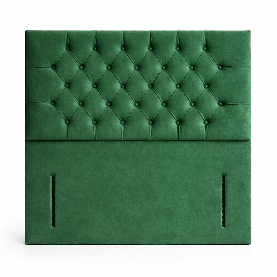 image 1 of Floorstanding Headboard Green Plush Chesterfield 4FT Small Double  54inch High