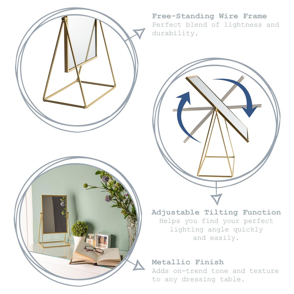 image 1 of Harbour Housewares 3pc Dressing Table Mirror Set - 2 Sizes - Black - Makeup Mirror Bathroom Mirror Vanity Mirror Tabletop Mirror | Black | Black | L - 50 x 32 x 16.5 CM | S - 39 x 22 x 15 CM | 2