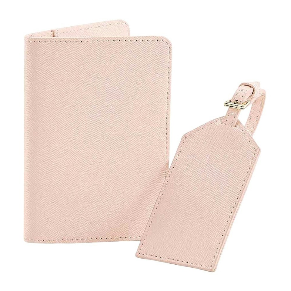 BagBase Faux Leather Boutique Travel Set - Soft Pink - One Size Pink