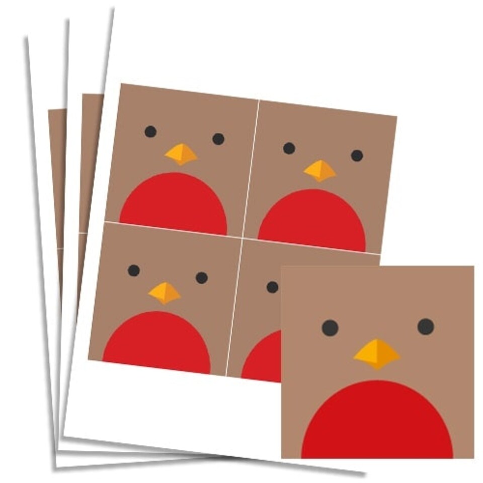image 1 of Christmas Robin Square Stickers 95mm - Sheet of 4