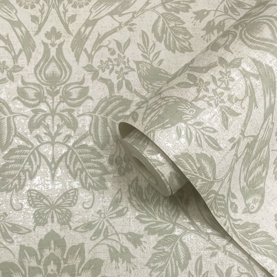 image 1 of Holden Decor Hawthorn Meadow Blown Vinyl Textured Wallpaper | Green | Sage Green | 1