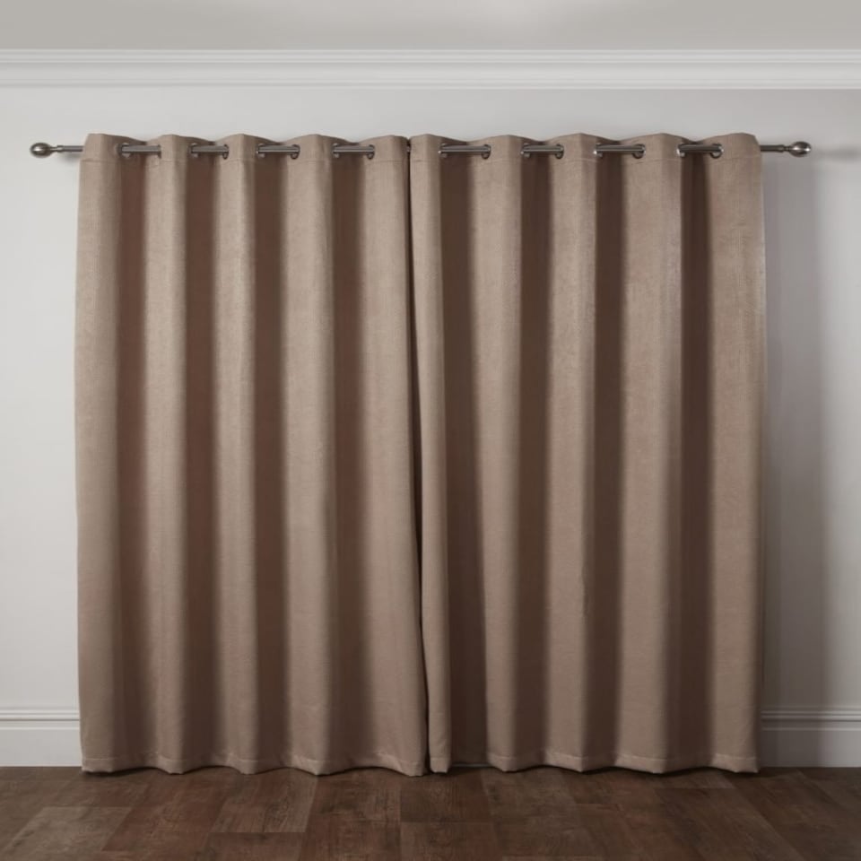 image 1 of Metro Thermal Blackout Eyelet Curtains 116cm x 183cm Taupe | Brown | Natural