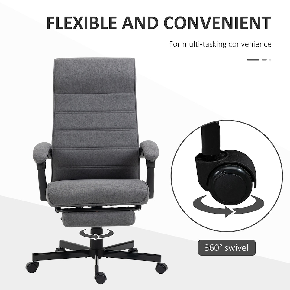 image 1 of Vinsetto Office Chair, Computer Desk Chair, Fabric Swivel Chair with Adjustable Height and Rolling Wheels for Home Office Work Study, Grey