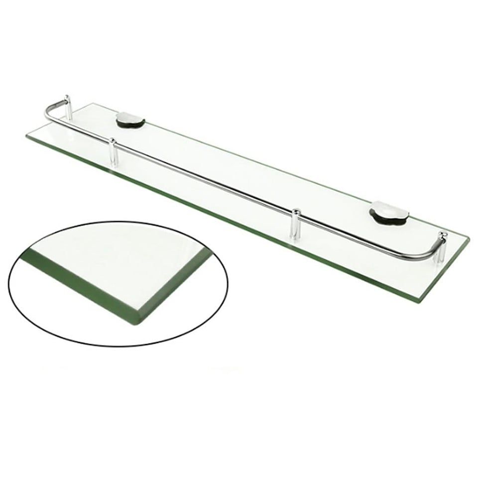 image 1 of Living and Home Bathroom Tempered Glass Shelf Wall Mounted - 60cm