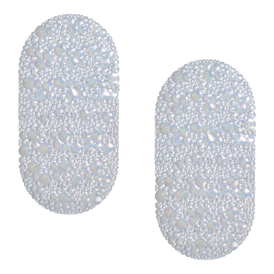image 1 of Showerdrape Hyrdro Anti Slip Glitter PVC Bath Mat 68cm x 38cm - 2 Set | Grey | Glitter | 2