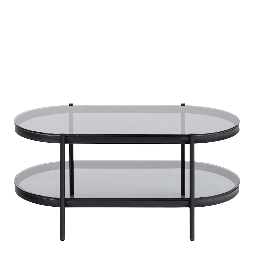 image 1 of Bayonne Oval Coffee Table with Smoked Glass Top