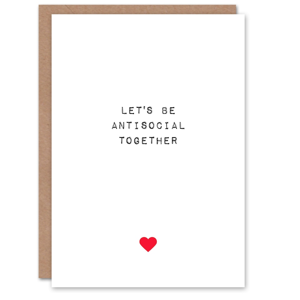 image 1 of Funny Antisocial Together Anniversary Valentines Day Card