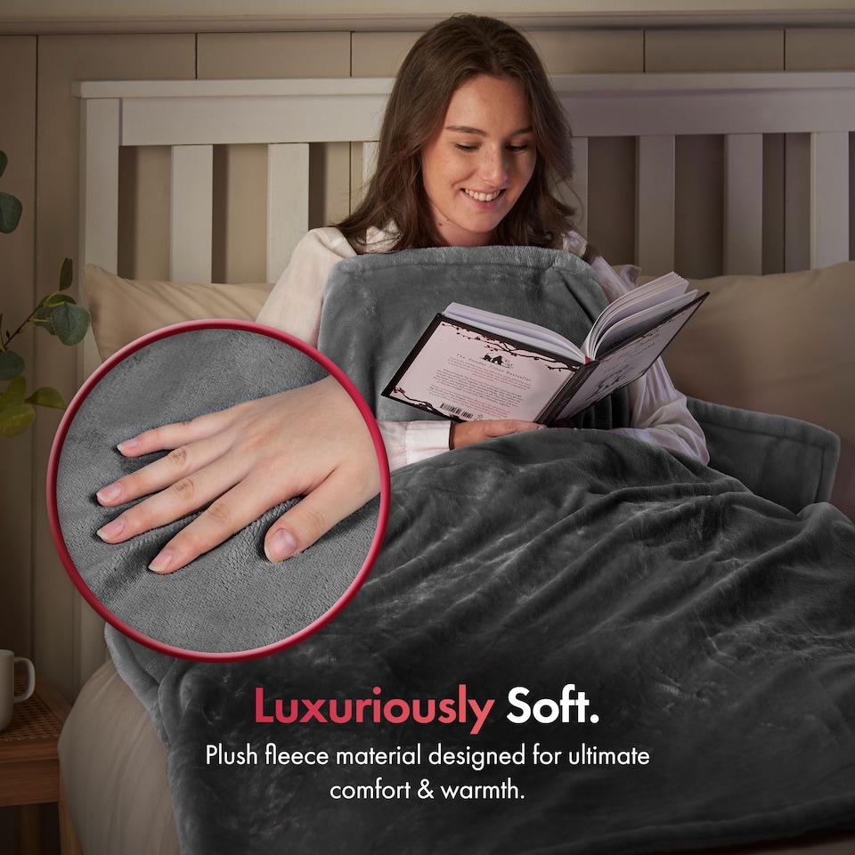 image 1 of VonHaus Heated Throw Blanket with Digital Control Grey