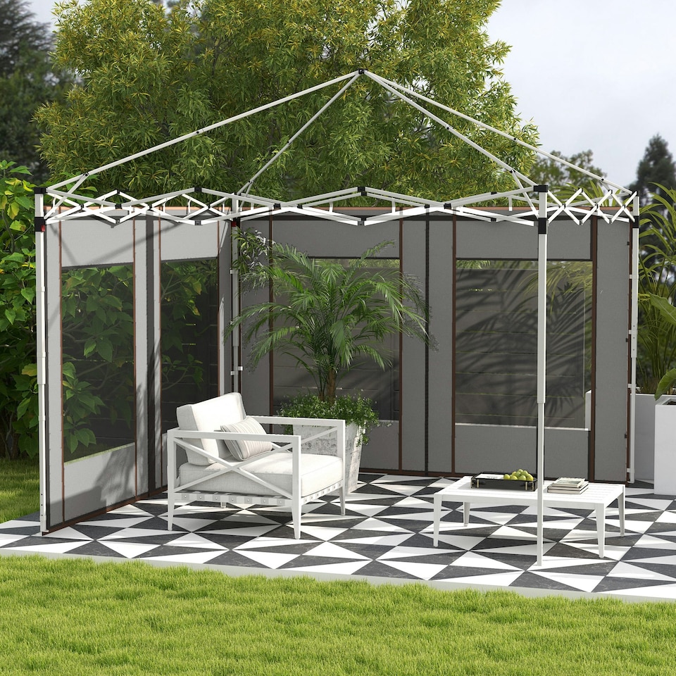 image 1 of Outsunny 3x3(m) or 3x6m Pop Up Gazebo Side Panels with Windows, Grey