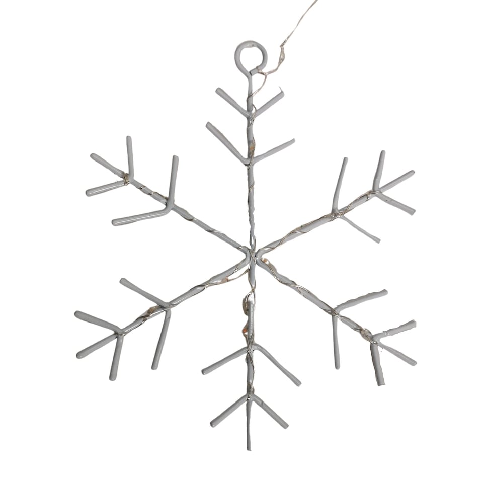image 1 of 1.2m Battery Operated Snowflake Curtain Christmas Lights with 147 White LEDs