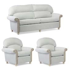 Desser Samford Natural Wash 3 Seater Rattan Sofa Set in Pebble - Conservatory Sofa Suite